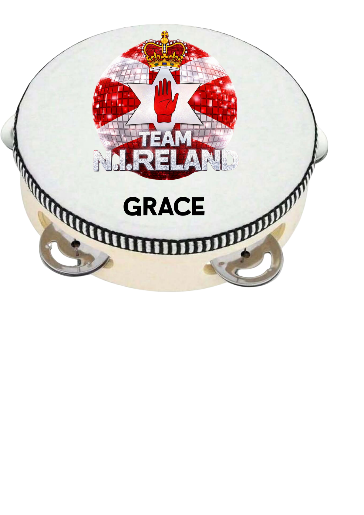 Personalised Eurodance Team Tambourine – Custom Name Dance Competition Accessory