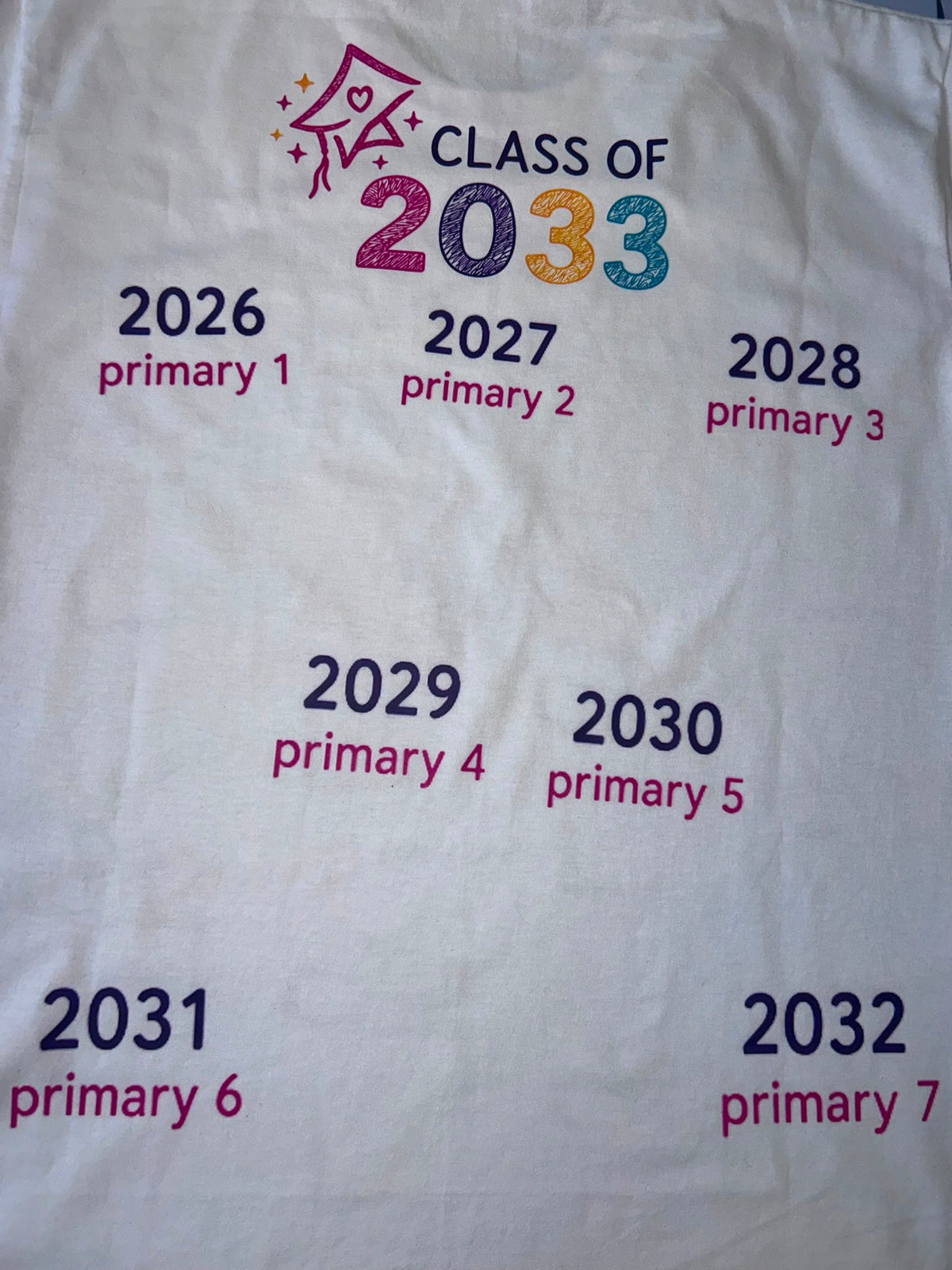 Personalised Grow With Me School T-Shirt | Primary 1–7 Handprint Keepsake | Class of 2033